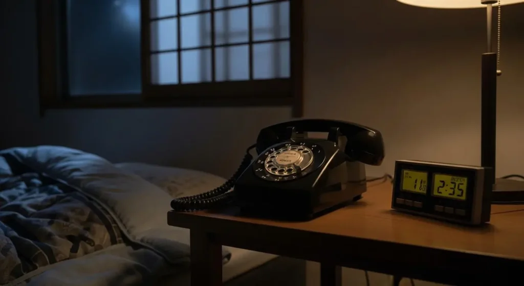 Old telephone in the dark